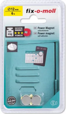 Product packaging for self-adhesive neodymium magnets.
