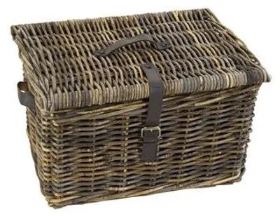 Zdjęcie produktu dla Wiklinowy kosz V-Ager l brązowy z pokrywą 43x33x23