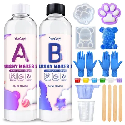 Image de Kit de fabrication en silicone liquide souple, 500g, transparent, super souple, rapport A:B de 1:1, sans bulles, séchage rapide, kit de bricolage
