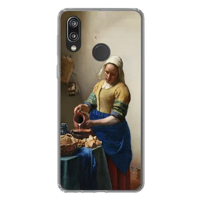 Produktbild von MuchoWow® Handyhülle Schutzhülle Hülle für Huawei P20 Lite (2020) Das Milchmädchen - Vermeer - Alte Meister Silikon Softcase Handy Hülle - Kartenhalter