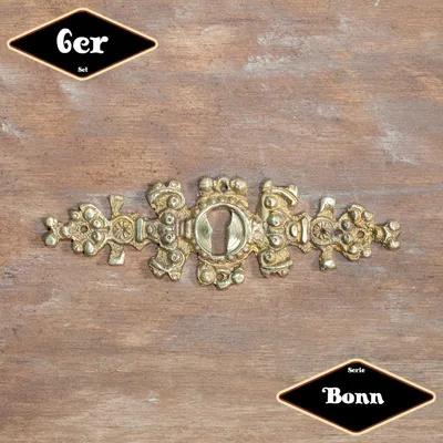 Produktbild von Schlüsselplatte,Serie"Bonn",6er Pack|Gusseisen in Messing gl.|H3,5xB11,0cm