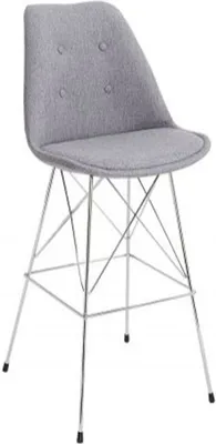 Produktbild von Casa Padrino Designer Barstuhl Retro Grau 49 x 50 x H. 119 cm -  Barhocker mit Rückenlehne