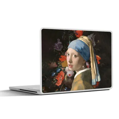 Produktbild von MuchoWow® Laptop Aufkleber Sticker Cover Das Mädchen mit dem Perlenohrring - Vermeer - Blumen 30x21 cm - Sticker für Laptop - Selbstklebend