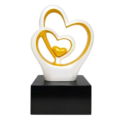 Produktbild von Urnenhimmel Design Urne Weiße Liebe 3,5L für Mensch & Haustier – Moderne Erinnerungsurne Weiß-Gold mit Herzen, Große Ascheurne 43 cm