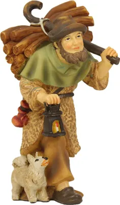 Produktbild von FADEDA Hirte mit Holz und Laterne  / Höhe:9 cm / handbemalt / detailgetreue Krippen Figuren - Weihnachten Tisch Dekoration Krippe Zubehör
