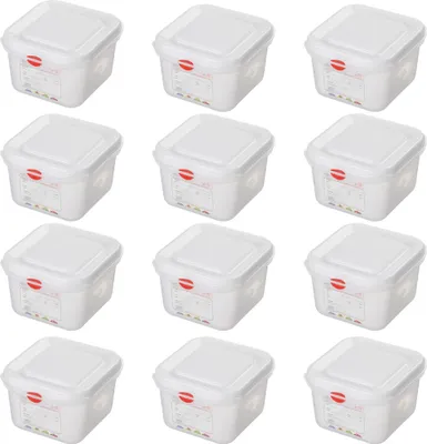 Produktbild von 12x GN-Behälter / Gastronormbehälter, GN1/6, LxBxH 176 x 162 x 100 mm, 1,7 Liter