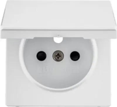 Immagine prodotto di Q. Placca frontale per presa di corrente con contatto di terra con sportello e coperchi di contatto, Berker bianco