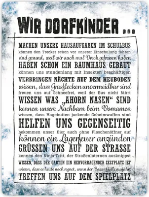 Produktbild von Metallschild XL mit Spruch: Dorfkinder Schild Blechschild Aluminiumschild
