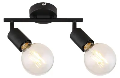 Productafbeelding van Rabalux 3987 Plafondlamp met 2 spots, model Lamar, fitting E27, zwart, standaard, 27,5 cm
