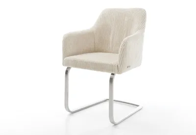 Produktbild von DELIFE Freischwinger Greg-Flex Cord Beige Freischwinger flach Edelstahl Taschenfederkern