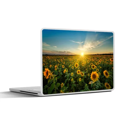 Produktbild von MuchoWow® Laptop Aufkleber Sticker Cover Sonnenuntergang - Blumen - Sonnenblume - Horizont - Landschaft 30x21 cm - Sticker für Laptop - Selbstklebend