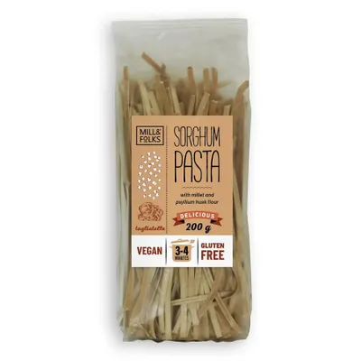 Produktbild von Mill & Folks Sorghum Tagliatelle 200g / glutenfrei / vegan / ohne Zuckerzusatz