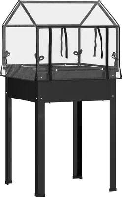 Image de Jardinière surélevée avec couvercle 60 x 60 x 120 cm, noir – Jardinière en métal résistante aux intempéries, potager surélevé peu encombrant pour le balcon et le jardin