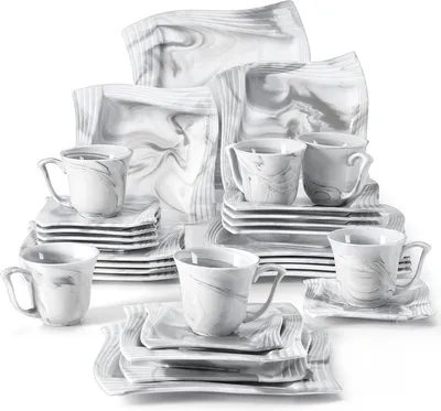 Obrázok produktu pre Luxusná súprava riadu – 30 kusov – pre 6 osôb – keramika – súprava na jedlo – taniere na hlavné jedlo – dezertné taniere – misky