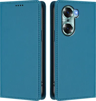 Produktbild von Handyhülle für Honor 60, Kunstleder Klapphülle Stoßfeste Magnetische Hülle mit Ständer Blau