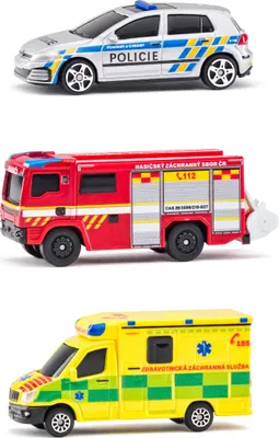 Obrázek produktu pro Maisto - CZ - Sada Záchranných vozidel, Česká republika - Policie, Sanitka, Hasičský vůz, 1:64