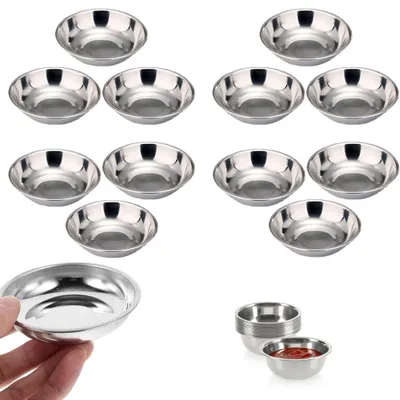 12 Mini-Dipschalen Edelstahl 8 cm für Saucen und Snacks