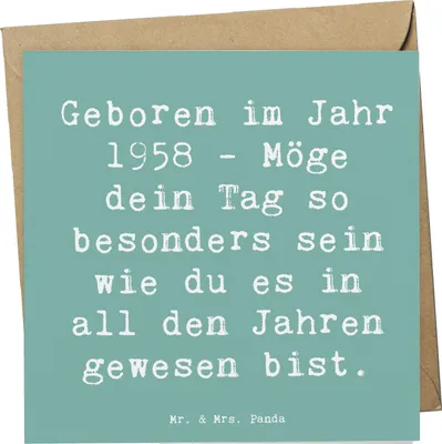 Produktbild von Mr. & Mrs. Panda Grußkarte Spruch 1958 Geburtstag - Meeresbrise - Geschenk, Erinnerungen, Happy Birthday, faltkarte, doppelkarte, Klappkarte, Geburtstagsgeschenk, Alter