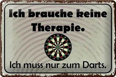 Produktbild von Blechschild ich brauche keine Therapie nur Darts, 30 x 20 cm, Blechschilder Spruch Sport Hobby