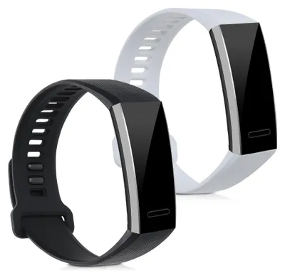 Produktbild von kwmobile 2x Uhrenarmband für Huawei Band 2 / Band 2 Pro Armband - Fitnesstracker Band Set aus TPU Silikon - Ersatzarmband Smartwatch - Weiß Schwarz
