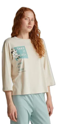 Productafbeelding van United Colors of Benetton T-shirt, model M/M 3Y5E3M07S, onderdeel van een pyjama, beige, maat S