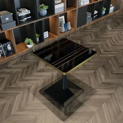 Produktbild von Gastronomiemöbel, Esstisch, Couchtisch, Metall-Tischbeine, Schwarz, quadratischer Tisch, 60×60×75 cm /HMJBFZ-HFT/