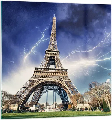 Produktbild von Bilder auf glas - Eiffle Paris Turm - 30x30cm - Glasbilder - Wandbilder - Kunstdruck - zum Aufhängen bereit - Wanddekoration aus Glas - Glas Bilder - Wandbild auf Glas - Einteilig - GAC30x30-2484