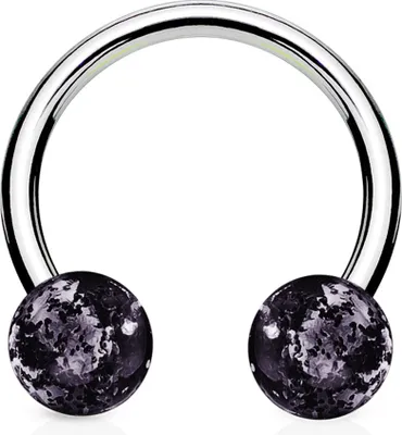Produktbild von viva-adorno 1,2mm Hufeisen Piercing Lippenpiercing Augenbrauenpiercing Chirurgenstahl Glitter Glitzer Kugeln Kunststoff in verschiedenen Farben Z304,Schwarz