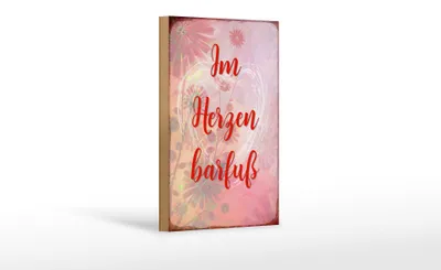 Produktbild von Holzschild Spruch 12x18cm Im Herzen barfuß Schild