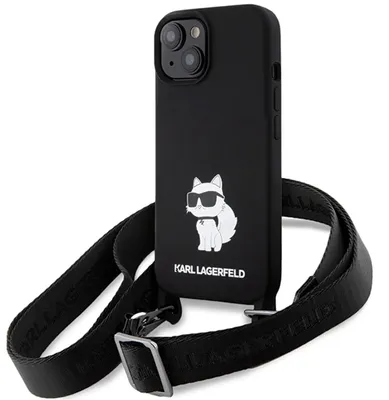Obrázok produktu pre Etui Karl Lagerfeld Crossbody Silicone Choupette Do Iphone 15 - Čierne