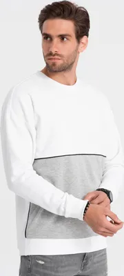 Produktbild von Ombre Clothing Herren-Kapuzenpulli ohne Kapuze Lohentine weiß grau XL