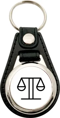 Produktbild von Huuraa Schlüsselanhänger Waage Sternzeichen Symbol Metall mit Kunstleder Schlüsselring Einkaufswagenchip Geschenkidee