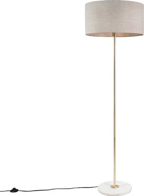 Zdjęcie produktu dla Lampa stojąca mosiądz z szarym kloszem 50 cm - Kaso