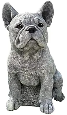 Produktbild von Gartenhund Statue Ornament Realistische Harz Tier Skulptur Realistische französische Bulldogge Polyresin Statue für Blumenbeete Innen im Freien Rasengarten Dekor Skulptur Zubehör
