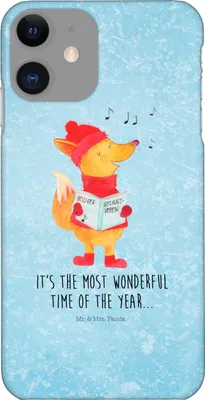 Produktbild von Mr. & Mrs. Panda Iphone 11 Handyhülle Fuchs Sänger - Eisblau - Geschenk, Handy Schutzhülle, Hülle, Cover, Weihnachtslieder, Smartphone, Winter, Singen, Weihnachten
