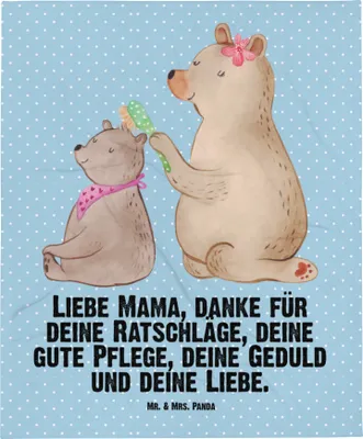 Produktbild von Mr. & Mrs. Panda Plaid Bär Kind - Blau Pastell - Geschenk, Kinderdecke, Mama, Muttertag, Erstlingsdecke, Schlummerdecke, Schmusedecke, Babydecke, Mutter, Fleecedecke