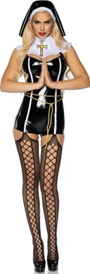Immagine prodotto di Costume da suora sexy per donna costume di carnevale nero-bianco-oro - M