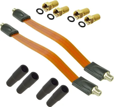 Produktbild von PremiumX 2x Sat Fensterdurchführung 4x F-Stecker 4x Gummitüllen Flach Kabel