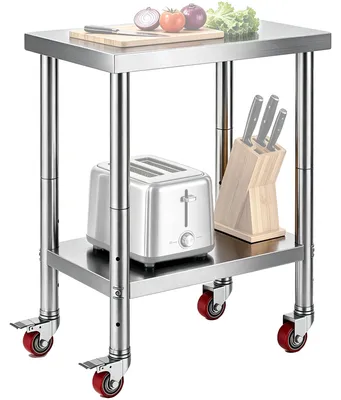 Zdjęcie produktu dla Stół ze stali nierdzewnej VEVOR 61x45cm z kółkami Stół roboczy Stół kuchenny Stół do krojenia Gastro dla restauracji kuchennej