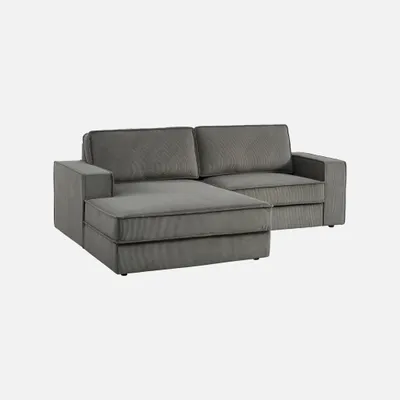 Produktbild von sweeek - 3-Sitzer Ecksofa mit Cordbezug, Recamiere links - Grau