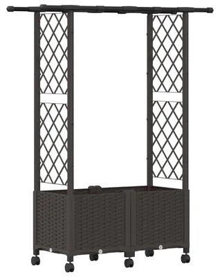 Obrázok produktu pre Vyvýšený záhon s pergolou a strechou, farba hnedá, rozmer 124,5 x 40 x 142 cm