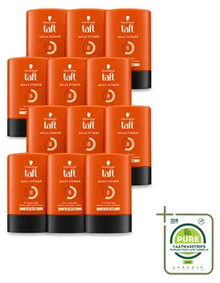 Imagen del producto de 12 unidades de Taft Men Maxx Power Gel 8 - Gel para peinar - 300 ml - Paquete grande