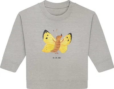 Produktbild von Mr. & Mrs. Panda Organic Baby Pullover Schmetterling Zitronenfalter 24. - 36. Monat - Heather Grey - Geschenk, Fakt, Lustige Sprüche, Bullover, Liebe, Außergewöhnlich