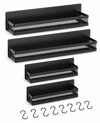 Imagen del producto de JustValue Especieros magnéticos - 4 unidades - 8 ganchos - Negro