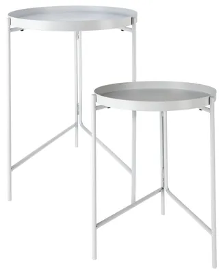 Produktbild von Home & Styling Beistelltisch/Pflanzenstander - 2-teilig - weis - Metall