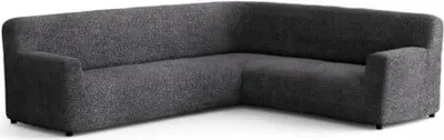 Produktbild von Flexibler Ecksofabezug universal anpassbar 340-540 cm hochwertiger Bezug, angenehm zu berühren (Grau)