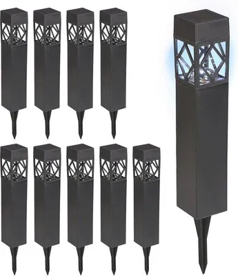 Immagine prodotto di Set di 10 lampade da giardino solari impermeabili con sensore crepuscolare e luce LED bianco freddo
