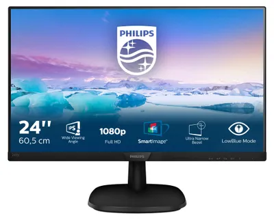 Produktbild von Philips V-line 243V7QDSB 60,5 cm (23,8 Zoll) Full HD WLED LCD-Monitor - 16:9 Format - Schwarz - 1920 x 1080 Pixel Bildschirmauflösung - 16,7 Millionen Farben - 250 cd/m² - 5 ms - DVI - HDMI - VGA