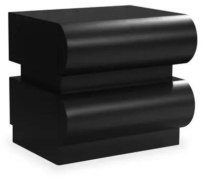 Image de MENZZO Table de chevet avec 2 tiroirs arrondis L45cm Mezade Noir