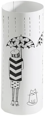 Produktbild von Kobolo Dekorativer Schirmständer COMIC aus Metall - weiß - ohne Deko - Sonnenschirm Regenschirm Garderobe Wasserauffang schmal modern Schirmhalter
